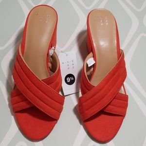 A New Day orange block heel sandals